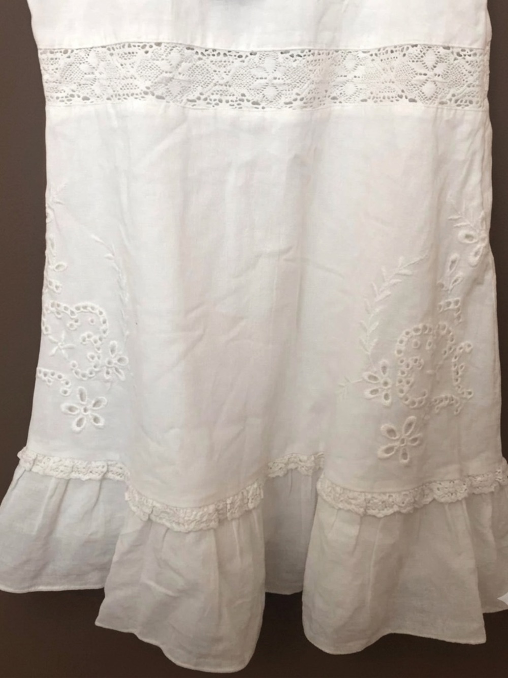 Zara White Cotton Eyelet Linen blend Sundress - Picture 3 of 5